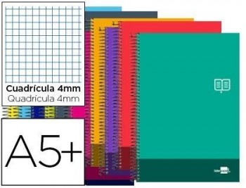 Cuaderno espiral liderpapel cuarto discover tapa blanda 80h 80 gr cuadro 4mmcon margen colores