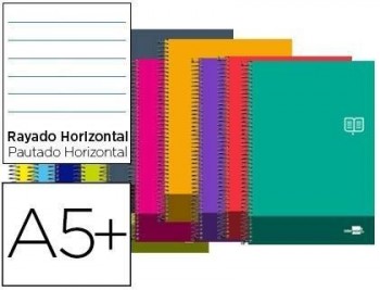 Cuaderno espiral liderpapel cuarto discover tapa blanda 80h 80 gr rayado horizontal con margen color