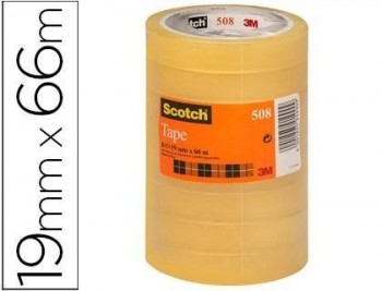 Cinta adhesiva scotch transparente 19mmx66 mt pack de 8