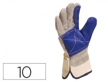 Guantes deltaplus docker serraje vacuno reforzado ideal para trabajos intensivo color gris-azul tall