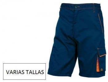 Pantalon de trabajo deltaplus bermuda cintura ajustable 5 bolsillos color AZUL NARANJA