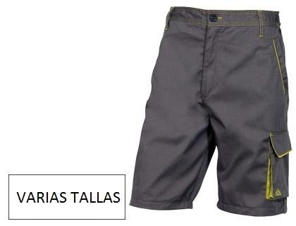 Pantalon de trabajo deltaplus bermuda cintura ajustable 5 bolsillos color GRIS VERDE