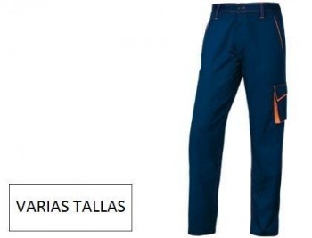 Pantalon de trabajo deltaplus cintura ajustable 5 bolsillos color AZUL NARANJA