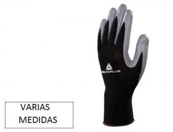 Guantes deltaplus de punto poliester palma de nitrilo especial para mecanica grasas aceites negro-gr