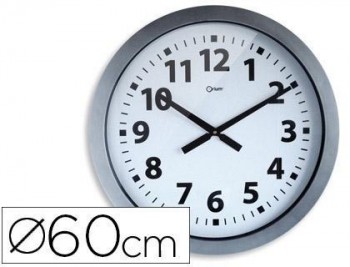Reloj cep de pared plastico oficina redondo 60 cm de diametro color gris y esfera color blanco