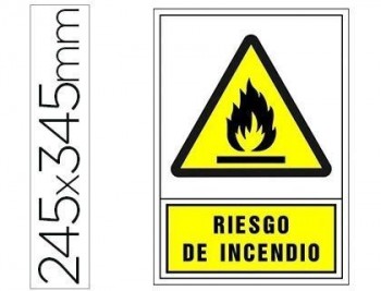 Pictograma syssa señal de advertencia riesgo de incendioen pvc 245x345 mm
