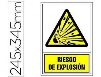 Pictograma syssa señal de advertencia riesgo de explosion en pvc 245x345 mm