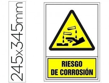 Pictograma syssa señal de advertencia riesgo de corrosion en pvc 245x345 mm