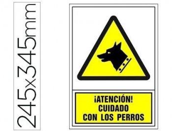 Pictograma syssa señal de advertencia atencion! cuidado con los perros en pvc 245x345 mm