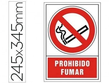 Pictograma syssa señal de prohibicion prohibido fumar en pvc 245x345 mm