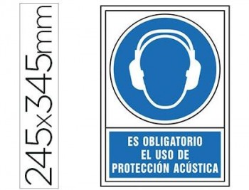 Pictograma syssa señal de obligacion es obligatorio el uso de proteccion acustica en pvc 245x345 mm.