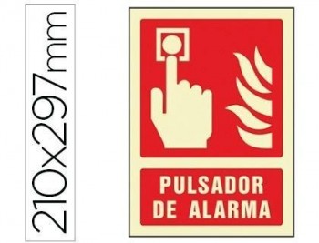 Pictograma syssa señal de pulsador de alarma en pvc fotoluminiscente 210x297 mm