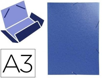 Carpeta exacompta gomas carton simil-prespan 3 Solapas DIN A3 azul