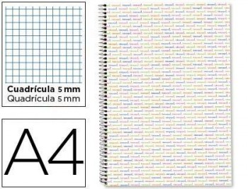 Cuaderno espiral liderpapel a4 micro multilider tapa forrada 140h 80 gr cuadro 5mm 5 bandas 4 taladr