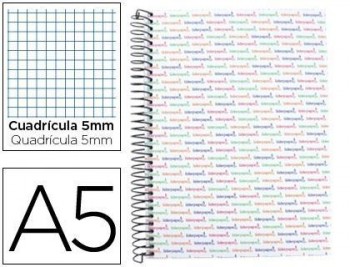 Cuaderno espiral liderpapel a5 micro multilider tapa forrada 140h 80 gr cuadro 5mm 5 bandas 6 taladr