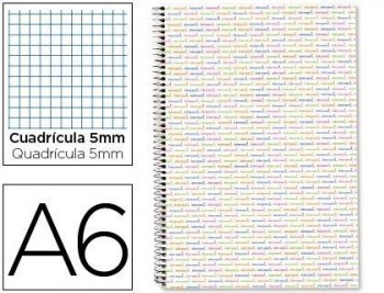 Cuaderno espiral liderpapel a6 micro multilider tapa forrada 140h 80 gr cuadro 5mm 5 bandas blanco