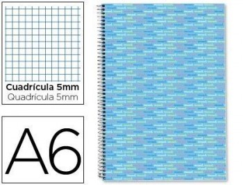 Cuaderno espiral liderpapel a6 micro multilider tapa forrada 140h 80 gr cuadro 5mm 5 bandas celeste