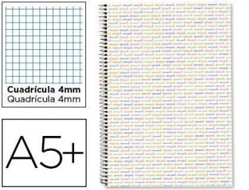 Cuaderno espiral liderpapel cuarto multilider tapa forrada 80h 80 gr cuadro 4mm con margen blanco