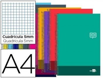 Cuaderno espiral liderpapel a4 micro discover tapa blanda 80h 80 gr cuadro 5mm doble margen 4 taladr