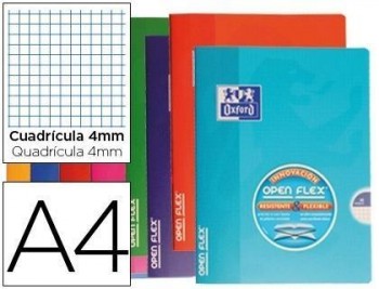 Libreta escolar oxford tapa flexible optik paper openflex 48 hojas 90 gr din a4 cuadro 4 mm colores 