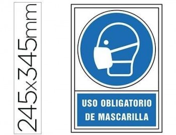 Pictograma syssa señal de obligacion uso obligatorio de mascarilla en pvc 245 x 345 mm