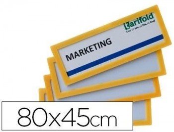 Marco identificacion tarifold adhesivo 80x45 mm amarillo pack de 4 unidades