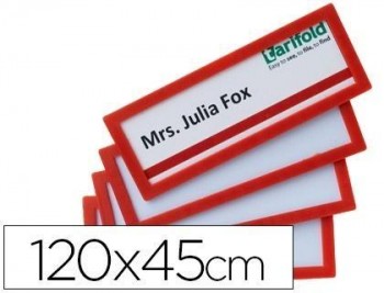 Marco identificacion tarifold adhesivo 120x45 mm rojo pack de 4 unidades
