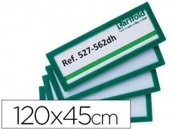 Marco identificacion tarifold adhesivo 120x45 mm verde pack de 4 unidades