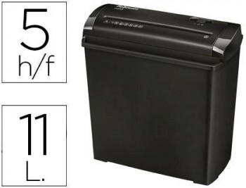 Destructora de documentos fellowes p-25s capacidad de corte 5 hojas corte en tiras papelera 11 litro