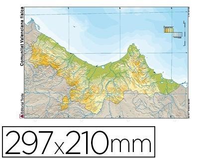 Mapa mudo color din a4 comunidad valenciana fisico