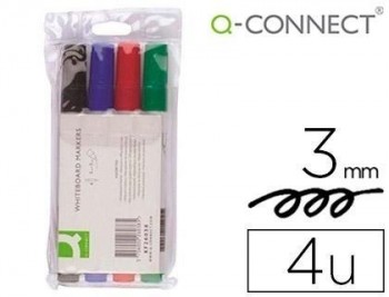 Rotulador q-connect pizarra blanca 4 colores surtidos punta redonda 3.0 mm