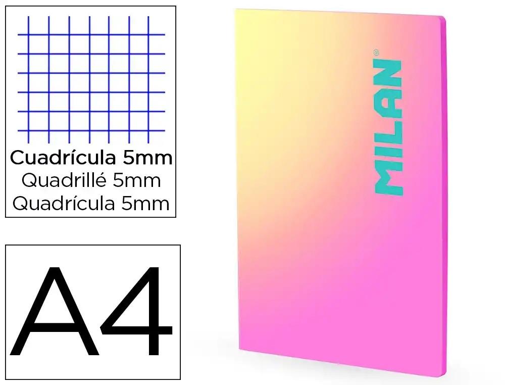 LIBRETA ENCOLADA MILAN COLECCION SUNSET DIN A4 48 HOJAS 95 GR CUADRICULA 5MM VARIOS COLORES