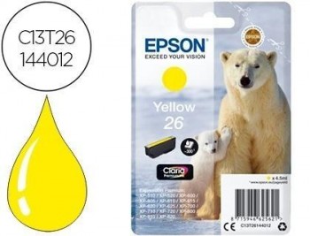 Ink-jet epson 26 xp600 / 605 / 700 / 800 amarillo 300 pag