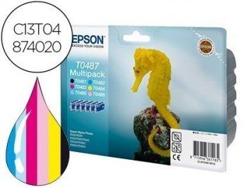 Ink-jet epson t0487 stylus dx3800 / r200 / r300 / rx500 / rx600 pack color + negro