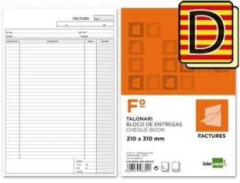 Talonario liderpapel facturas folio original y copia t223 con i.v.a. texto en catalan