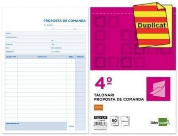 Talonario liderpapel pedidos cuarto original y copia t222 texto en catalan