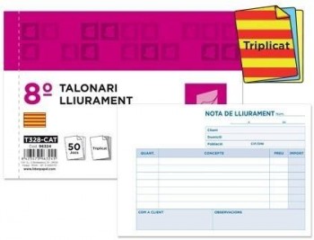 Talonario liderpapel entregas 8º original y 2 copias t328 texto en catalan