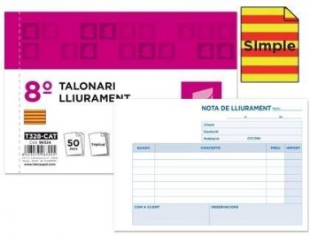 Talonario liderpapel entregas 8º original t128 texto en catalan